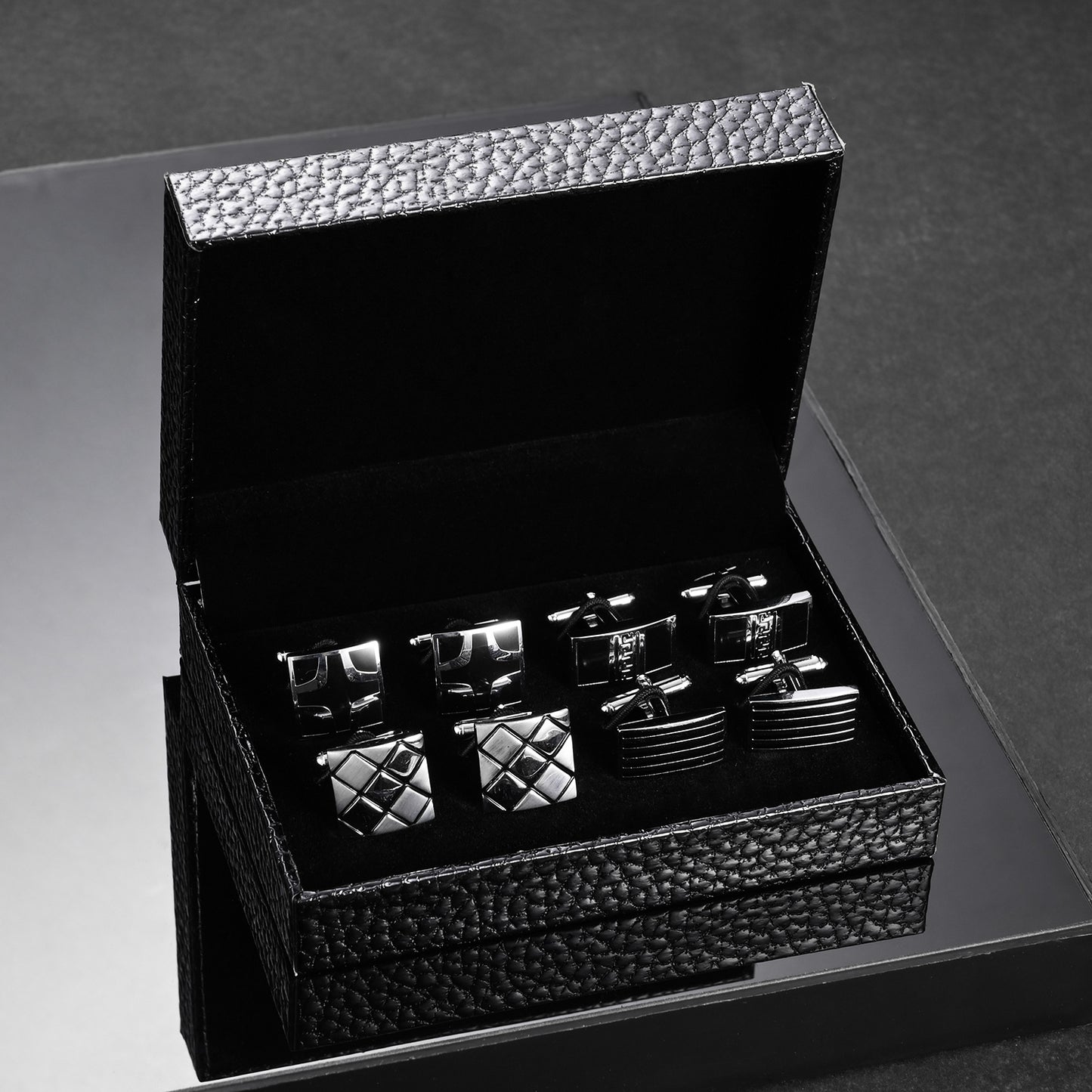 UJOY Tie Clip Shirts Cufflinks Combo Set Business Parts Necktie Pins Bars Cuff Links Box for Men