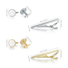 Load image into Gallery viewer, UJOY Cufflinks and Studs Set Blanks Round 4 Colors Shirt Tuxedo Buttons Packed in Cufflink Box for Men