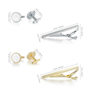 UJOY Cufflinks and Studs Set Blanks Round 4 Colors Shirt Tuxedo Buttons Packed in Cufflink Box for Men