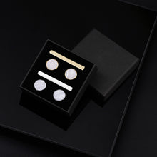 Load image into Gallery viewer, UJOY Cufflinks and Studs Set Blanks Round 4 Colors Shirt Tuxedo Buttons Packed in Cufflink Box for Men
