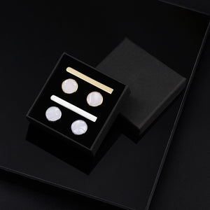 UJOY Cufflinks and Studs Set Blanks Round 4 Colors Shirt Tuxedo Buttons Packed in Cufflink Box for Men