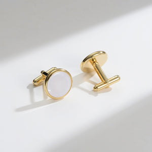 UJOY Cufflinks and Studs Set Blanks Round 4 Colors Shirt Tuxedo Buttons Packed in Cufflink Box for Men