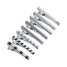 Load image into Gallery viewer, UJOY Tie Clips for Men, 8 Pcs Tie Bars Pinch Clip Set Silver 2.3 Inches Business Shirt Necktie Parts