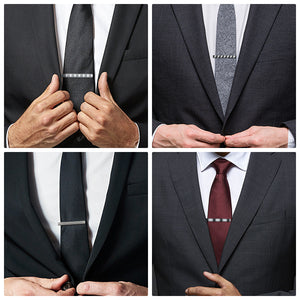 UJOY Tie Clips for Men, 8 Pcs Tie Bars Pinch Clip Set Silver 2.3 Inches Business Shirt Necktie Parts