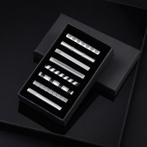 UJOY Tie Clips for Men, 8 Pcs Tie Bars Pinch Clip Set Silver 2.3 Inches Business Shirt Necktie Parts