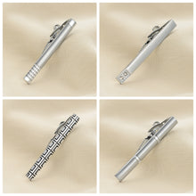 Load image into Gallery viewer, UJOY Tie Clips for Men, 8 Pcs Tie Bars Pinch Clip Set Silver 2.3 Inches Business Shirt Necktie Parts