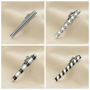 UJOY Tie Clips for Men, 8 Pcs Tie Bars Pinch Clip Set Silver 2.3 Inches Business Shirt Necktie Parts