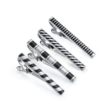 Load image into Gallery viewer, UJOY Tie Clips for Men, 4 Pcs Tie Bars Pinch Clip Set Silver Black 2.3 Inches Business Shirt Necktie Parts