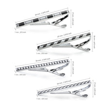 Load image into Gallery viewer, UJOY Tie Clips for Men, 4 Pcs Tie Bars Pinch Clip Set Silver Black 2.3 Inches Business Shirt Necktie Parts
