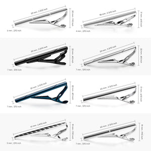 UJOY Tie Clips for Men, 8 Pcs Tie Bars Pinch Clip Set Silver Black Blue 2.3 Inches Business Shirt Necktie Parts