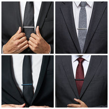 Cargar imagen en el visor de la galería, UJOY Tie Clips for Men, 8 Pcs Tie Bars Pinch Clip Set Silver Black Blue 2.3 Inches Business Shirt Necktie Parts
