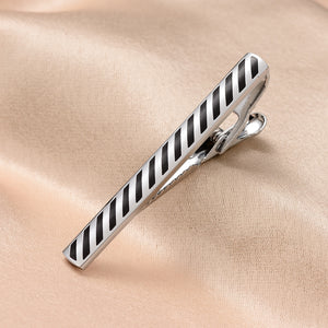 UJOY Tie Clips for Men, 4 Pcs Tie Bars Pinch Clip Set Silver Black 2.3 Inches Business Shirt Necktie Parts