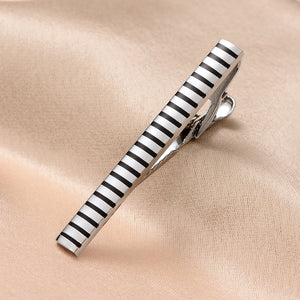 UJOY Tie Clips for Men, 4 Pcs Tie Bars Pinch Clip Set Silver Black 2.3 Inches Business Shirt Necktie Parts