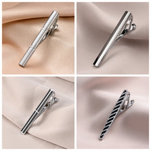 Load image into Gallery viewer, UJOY Tie Clips for Men, 8 Pcs Tie Bars Pinch Clip Set Silver Black Blue 2.3 Inches Business Shirt Necktie Parts