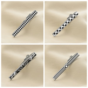 UJOY Tie Clips for Men, 8 Pcs Tie Bars Pinch Clip Set Silver 2.3 Inches Business Shirt Necktie Parts