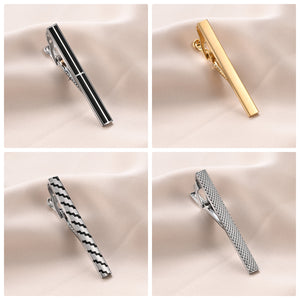 UJOY Tie Clips for Men, 8 Pcs Tie Bars Pinch Clip Set Silver Gold 2.3 Inches Business Shirt Necktie Parts