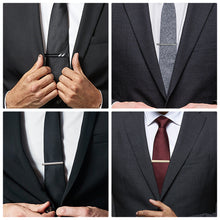 Load image into Gallery viewer, UJOY Tie Clips for Men, 4 Pcs Tie Bars Pinch Clip Set Silver Black 2.3 Inches Business Shirt Necktie Parts