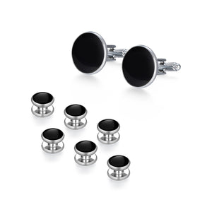 UJOY Mens Mother of Pearl Cufflinks and Studs Tuxedo Bottons Set Presentation Box Business Dress Parts for Wedding Party