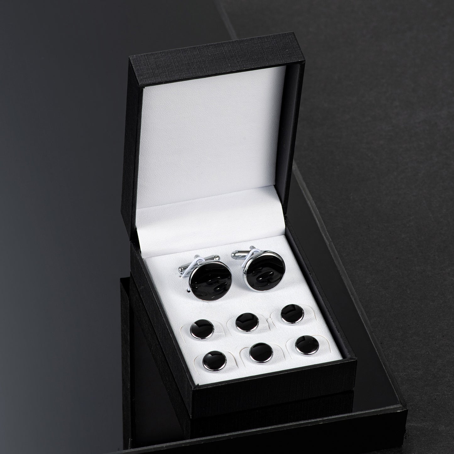 UJOY Mens Mother of Pearl Cufflinks and Studs Tuxedo Bottons Set Presentation Box Business Dress Parts for Wedding Party