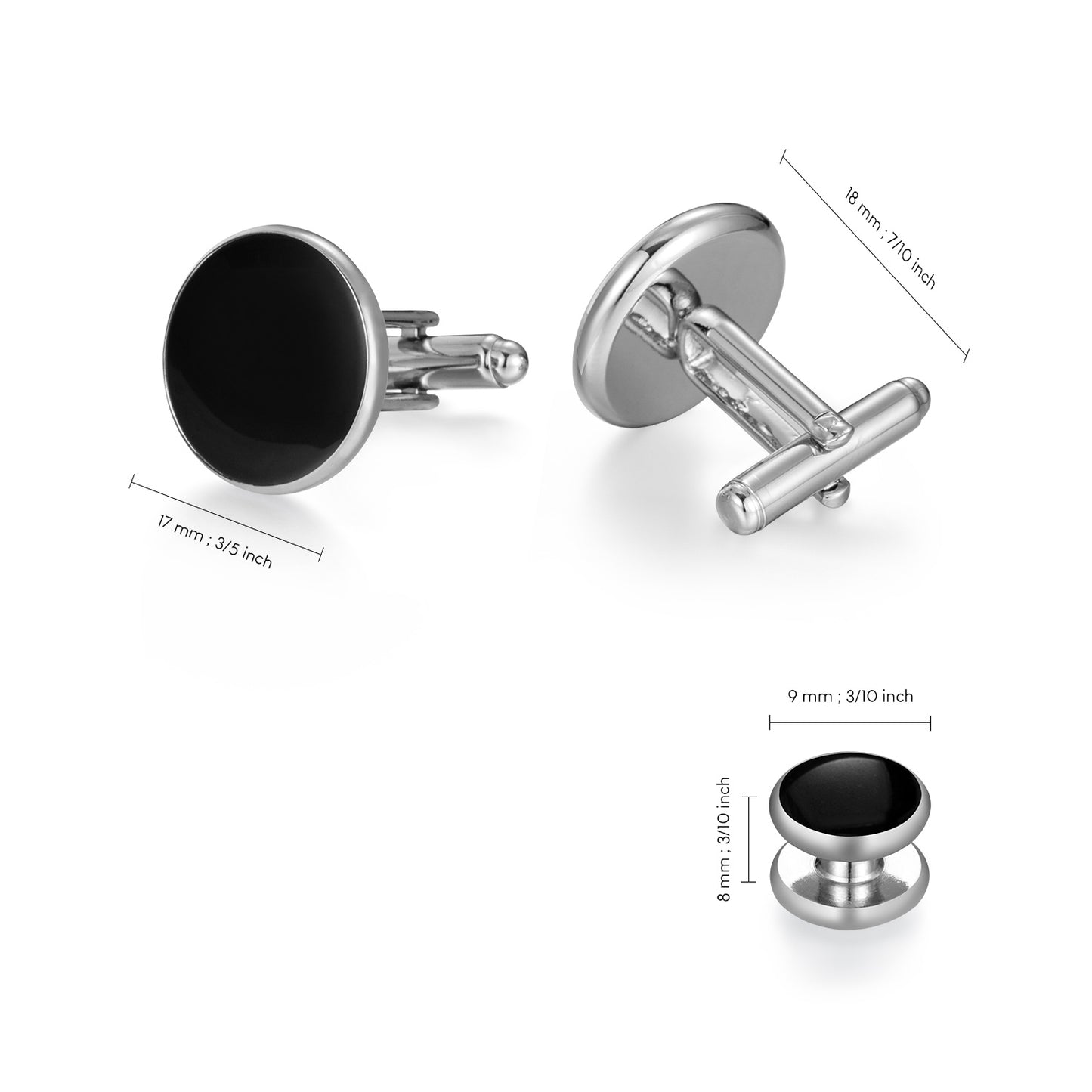 UJOY Mens Mother of Pearl Cufflinks and Studs Tuxedo Bottons Set Presentation Box Business Dress Parts for Wedding Party