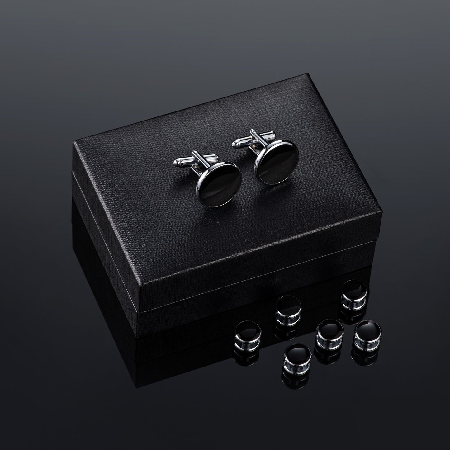 UJOY Mens Mother of Pearl Cufflinks and Studs Tuxedo Bottons Set Presentation Box Business Dress Parts for Wedding Party