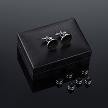Load image into Gallery viewer, UJOY Mens Mother of Pearl Cufflinks and Studs Tuxedo Bottons Set Presentation Box Business Dress Parts for Wedding Party