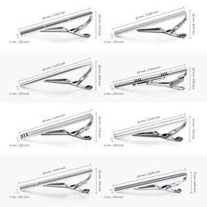 UJOY Tie Clips for Men, 8 Pcs Tie Bars Pinch Clip Set Silver 2.3 Inches Business Shirt Necktie Parts