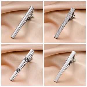 UJOY Tie Clips for Men, 8 Pcs Tie Bars Pinch Clip Set Silver 2.3 Inches Business Shirt Necktie Parts