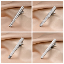 Cargar imagen en el visor de la galería, UJOY Tie Clips for Men, 8 Pcs Tie Bars Pinch Clip Set Silver 2.3 Inches Business Shirt Necktie Parts