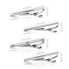 Cargar imagen en el visor de la galería, UJOY Tie Clips for Men, 4 Pcs Tie Bars Pinch Clip Set Silver 2.3 Inches Business Shirt Necktie Parts