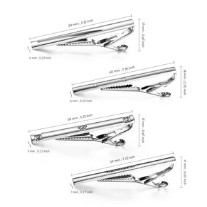 UJOY Tie Clips for Men, 4 Pcs Tie Bars Pinch Clip Set Silver 2.3 Inches Business Shirt Necktie Parts