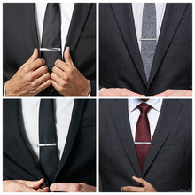 Cargar imagen en el visor de la galería, UJOY Tie Clips for Men, 4 Pcs Tie Bars Pinch Clip Set Silver 2.3 Inches Business Shirt Necktie Parts