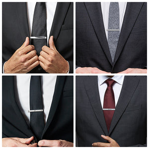 UJOY Tie Clips for Men, 4 Pcs Tie Bars Pinch Clip Set Silver 2.3 Inches Business Shirt Necktie Parts