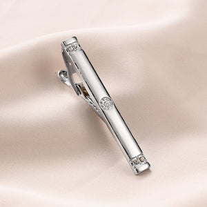 UJOY Tie Clips for Men, 4 Pcs Tie Bars Pinch Clip Set Silver 2.3 Inches Business Shirt Necktie Parts