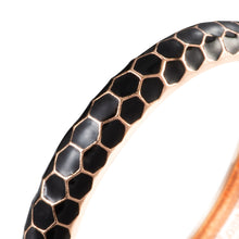 Cargar imagen en el visor de la galería, UJOY Black Cuff Clasp Bangles with Snake Print for Elegant Women