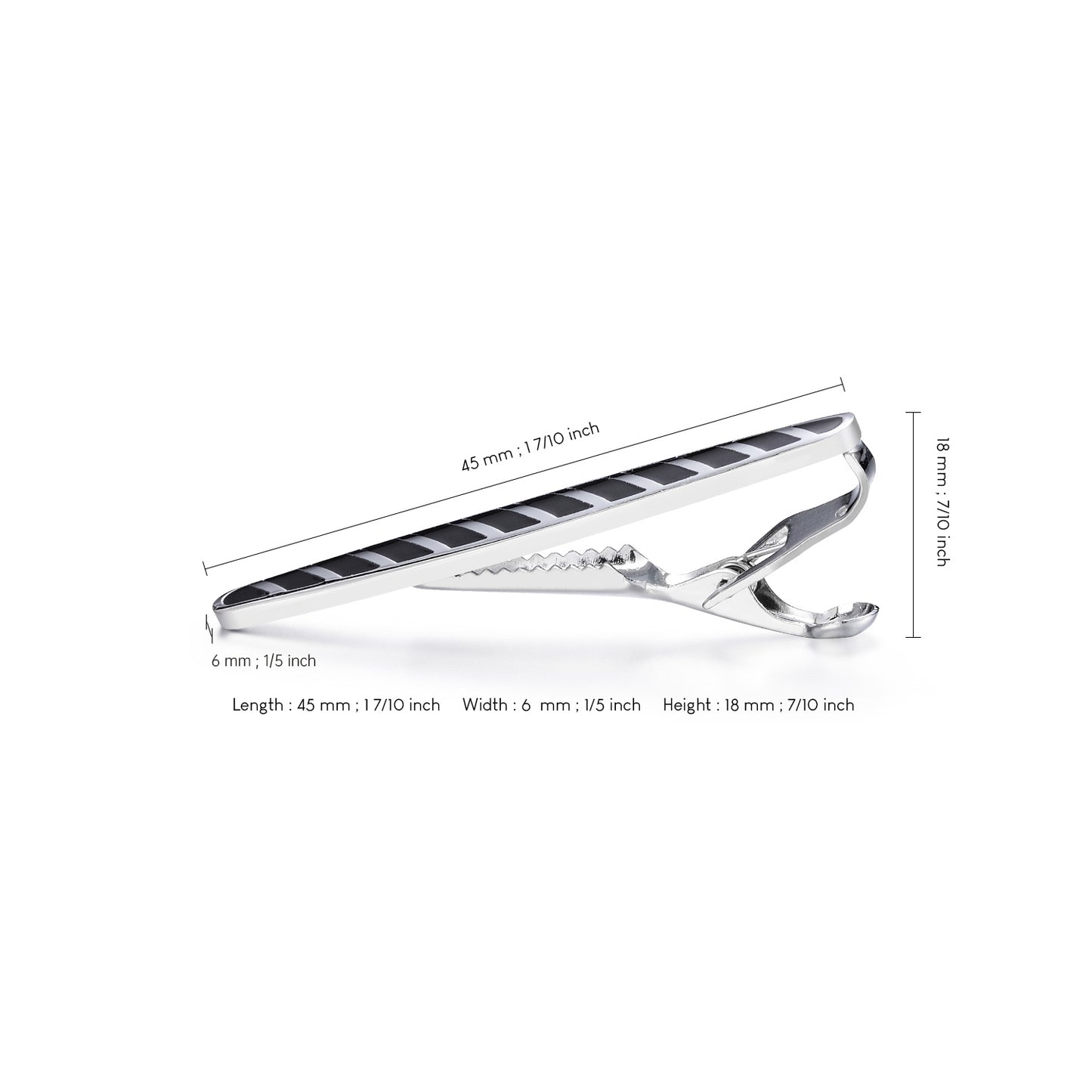 UJOY Stripe Line Silver Skinny Tie Clips Necktie Shirts Bar Pins Box Packed for Men