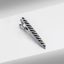 Load image into Gallery viewer, UJOY Stripe Line Silver Skinny Tie Clips Necktie Shirts Bar Pins Box Packed for Men