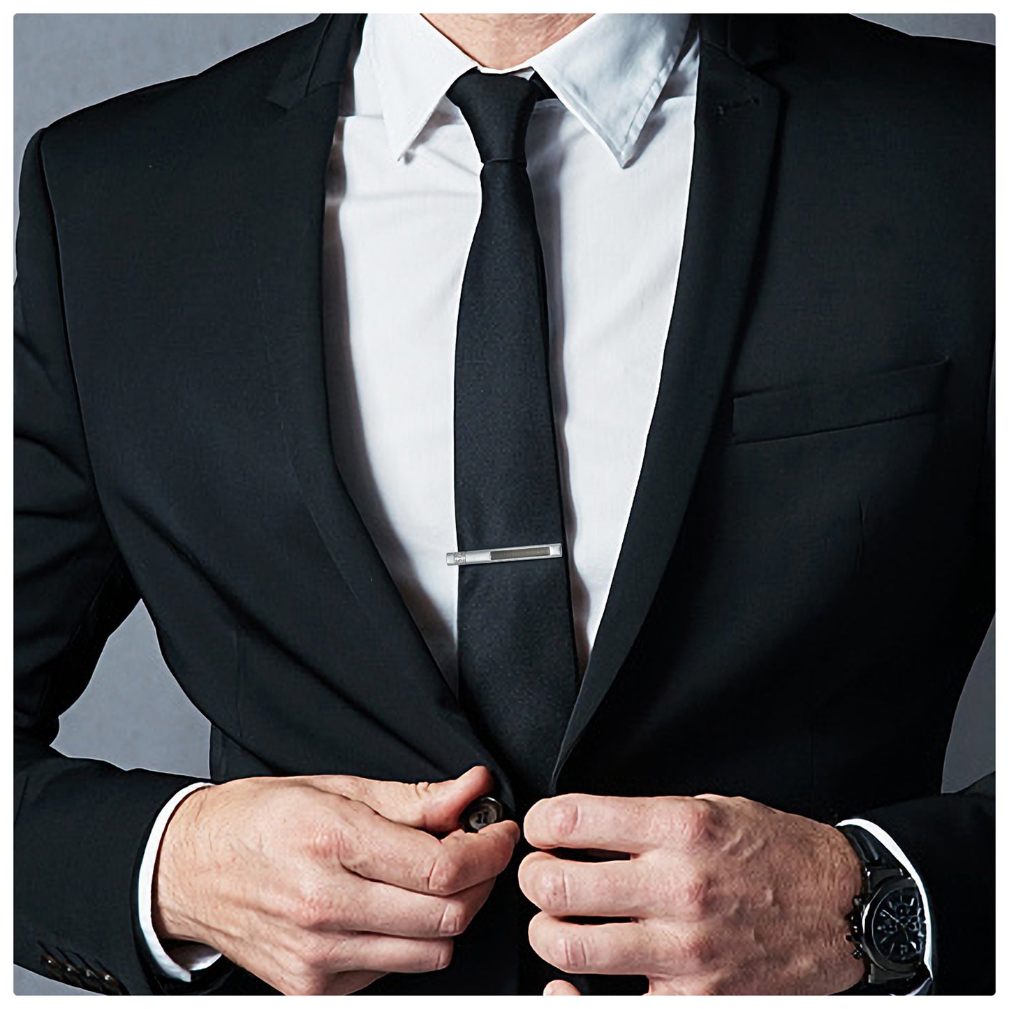 UJOY Skinny Tie Clips Silver Necktie Shirts Bar Pins Box Packed Gift for Men