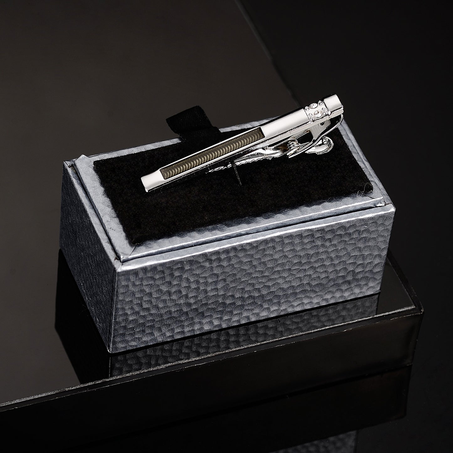 UJOY Skinny Tie Clips Silver Necktie Shirts Bar Pins Box Packed Gift for Men