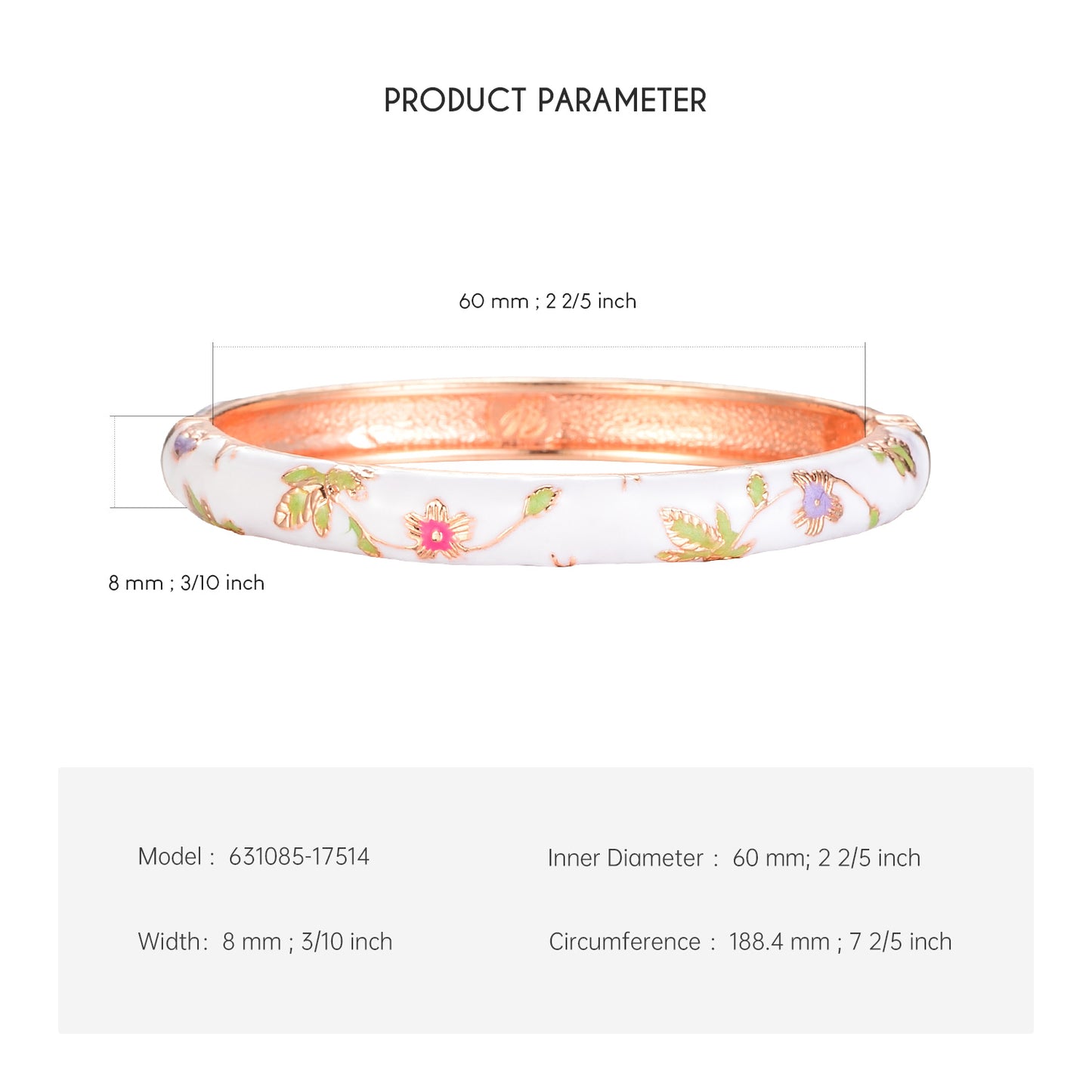UJOY Women's Bangle Bracelet Golded Alloy Hinged Flower Enameled Cloisonne Jewelry
