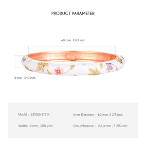 UJOY Women's Bangle Bracelet Golded Alloy Hinged Flower Enameled Cloisonne Jewelry