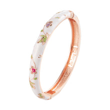 Load image into Gallery viewer, UJOY Women&#39;s Bangle Bracelet Golded Alloy Hinged Flower Enameled Cloisonne Jewelry