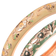 Load image into Gallery viewer, UJOY Colors Handcraft Jewelry Cloisonne Bracelet Enamel Flower Spring Hinged Womens Bangles Gifts Box