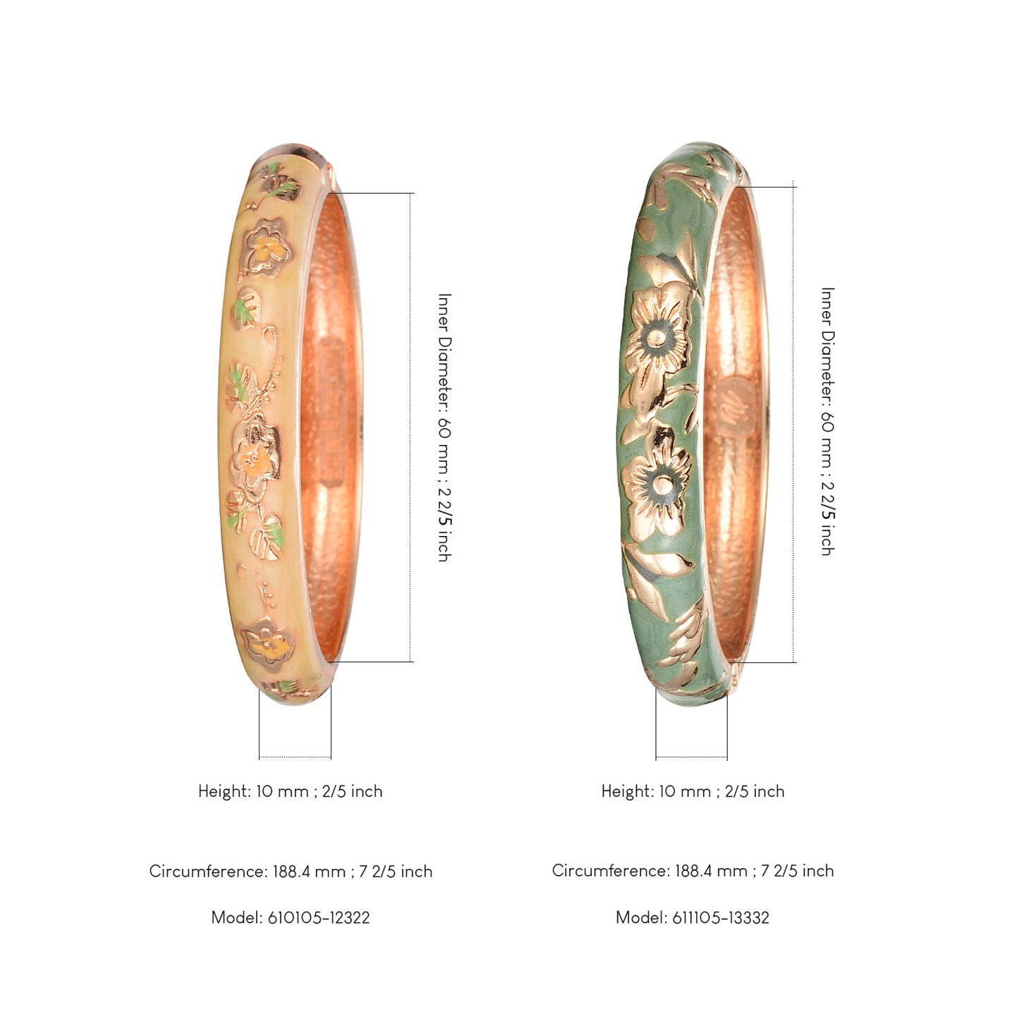 UJOY Colors Handcraft Jewelry Cloisonne Bracelet Enamel Flower Spring Hinged Womens Bangles Gifts Box