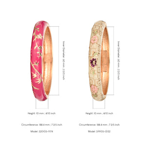 UJOY Set of Cloisonne Bracelet Openable Hinge Gold Cuff Enamel Flower Multi-Colors Bangle Jewelry Gift for Women