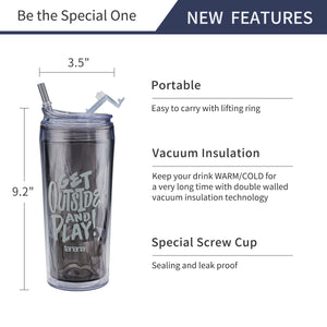 SARIHOSY New Double Wall Travel Mugs with 450ML Capacity, Drinking kit, Colourful & Attractive Designed Drinking Mugs